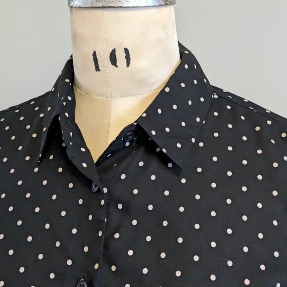 Black and White Polka Dot Button Up Shirt Uniqlo XS - Picture 4 of 7